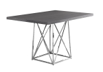 Monarch 48" x 36" Rectangular Wood Top Chrome Metal Base Modern Dining Table - Grey