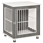 PawHut Decorative Dog Crate, Pet Cage Kennel, w/ Adjustable Feet, for Small Dogs, Grey