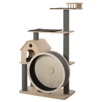 PawHut 58.25" Luxury Pine Wood Cat Tree Activity Condo with Sisal Scratching Posts, Elevated Perches & Roomy Interior