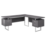 Monarch L-Shaped Contemporary Sleek Laminate Computer Desk - Grey