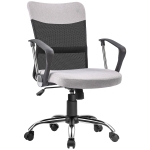 Vinsetto Mid Back Ergonomic Desk Chair Swivel Mesh Fabric Computer Office Chair with Backrest, Armrests, Rocking Function, Adjustable Height,Grey/Black