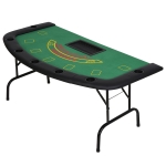 Soozier 72" Folding 7-Player Poker Blackjack Table with Inlaid Chip & Cup Holders & a Strong Long-Last Finish - Green