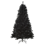 HOMCOM 7ft Artificial Christmas Tree Holiday Home Decoration Automatic Open, Black Halloween Style - Black