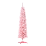 HOMCOM 6ft Tall Slim Noble Fir Unlit Artificial Christmas Tree with Realistic Branches and 390 Tips, Pink