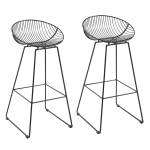 HOMCOM Modern Bar Stools Set of 2, Bar Height Barstools, 29.5" Seat Height Bar Chairs for Kitchen, Pub with Backrest and Footrest, Steel Frame, Black