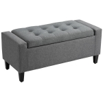 HOMCOM Linen Storage Ottoman Bench Lift Top Tufted Rectangle Ottoman for Living Room, Entryway, or Bedroom, Grey
