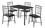 Monarch 5 Piece 40" Rectangular Metal Framed Table and Chairs Dining Set - Black