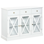 HOMCOM Farmhouse Style Kitchen Sideboard Serving Buffet Storage Cabinet w/ 3 Drawers