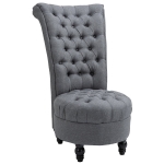 HOMCOM Retro High Back Armless Royal Accent Chair Fabric Upholstered Tufted Seat for Living Room, Grey