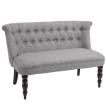 HOMCOM Upholstered Armless Fabric Loveseat with Button Tufted Design for Living Room with Wood Legs - Grey