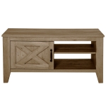 HOMCOM Farmhouse Coffee Table Rectangular Sofa Table W/ Cabinet and Shelves Home Office