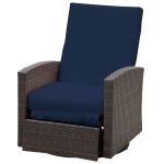 Outsunny Outdoor Rattan Wicker Swivel Recliner Lounge Chair with Water/UV Fighting Material and Comfort - Dark Blue