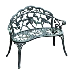 Outsunny 39" Cast Aluminum Rose Style Outdoor Patio Garden Decorative Park Bench with Stylish Design & Lightweight Build