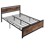 HOMCOM Queen Platform Bed Frame with Headboard & Footboard, Strong Metal Slat Support Full Bed Frame w/ Underbed Storage Space, No Box Spring Needed, 63''x82''x40.5''