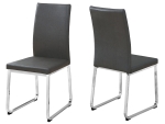 Monarch 2 Piece PU Leather Chrome Metal Legged Modern Parson Dining Chair Set - Grey