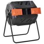 Outsunny Garden Compost Bin with Dual Rotating Tumbler, Outdoor Composter with Sliding Doors, Black & Orange