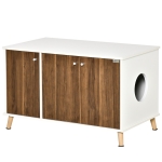 PawHut Cat Litter Box Enclosure Hidden Cat Furniture w/ Adjustable Shelf Magnetic Door