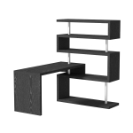 HomCom 94" 5 Tier L-Shaped Rotating Computer Desk with Shelves and Steel Frame - Black