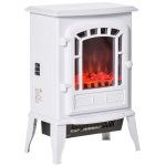 HOMCOM Freestanding 1500W Electric Fireplace Heater w/ Realistic Flame Effect, White