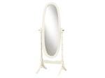 Monarch 59" Traditional Style Solid Wood Oval Cheval Swivel Mirror with Stand - Antique White Finish