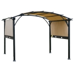 Outsunny 11.5' x 11.5' x 8' Outdoor Patio Gazebo Pergola with Retractable Canopy, Steel Frame with Stakes, & Unique Design, Beige