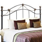 Monarch 60" Arched Crown Vertical Slat Hammered Black Finish Metal Motif Headboard - Fits Full or Queen Size Bed Frame