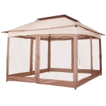 Outsunny 11' x 11' Outdoor 2-Tier Top Folding Portable Pop Up Gazebo with Zippered Netting