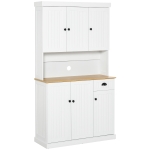 HOMCOM 71" Kitchen Pantry Buffet with Hutch Storage Cabinet Microwave Oven Stand with Drawer, White/Oak