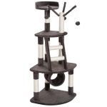 PawHut 48" Indoor Cat Scratching Post Activity Climbing Tree Condo with Ball - Beige/Dark Brown