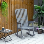 Outsunny Porch Rocking Chair Outdoor Patio Rocker Armchair with Cup Holder Cushion Steel(c-2)