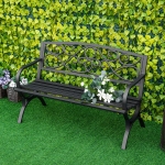 Outsunny 2-Seater Garden Bench Antique Loveseat with Armrest for Yard, Lawn, Porch, Patio, Steel