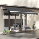 Outsunny 10' x 8' Retractable Awning Fabric Replacement Outdoor Sunshade Canopy Awning Cover, UV Protection, Grey