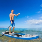 Outsunny Inflatable Paddle Board, Stand Up Paddle Board w/ Adjustable Aluminum Paddle Non-Slip Deck Spray-painted Sea Turtles Board, with ISUP Accessories & Carry Bag, 126" x 30" x 6" Blue