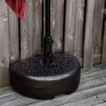 Outsunny Half Round Umbrella Base Fillable Patio Umbrella Stand Holder for Lawn, Deck, Backyard, Garden, 35 lb Water or 42 lb Sand, Bronze