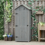 Outsunny 30" x 21" x 71" Garden Storage Shed, Outdoor Workshop Yard Tool Utility Storage House with 3 Tiers Shelves, Grey