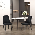 HOMCOM Modern Dining Chair Set of 2, Fabric Upholstered Side Chairs for Kitchen Living Room with Metal Legs, Black