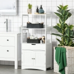 kleankin Bathroom Floor Cabinet, Free Standing Kitchen Cupboard with Shelves, Drawer and Doors, Storage Organizer for Living Room, White