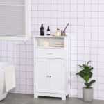 kleankin Bathroom Floor Cabinet Freestanding Cabinet with Storage Shelf, Drawer and Adjustable Shelf, White