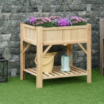 Outsunny 31" x 23" Raised Garden Bed, Elevated Wood Planter Box with Non-Woven Fabric for Vegetable, Flower, Herb in Patio, Backyard, Balcony