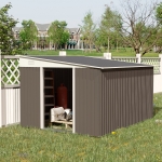 Outsunny 11.3' x 9.2' Steel Garden Storage Shed Outdoor Metal Tool House with Double Sliding Doors & 2 Air Vents, Grey