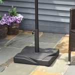 Outsunny Outdoor Umbrella Stand Pentagonal Rolling Base with 2 Wheels Heavy Duty Fitting Φ1.25"-Φ2" Umbrella Poles Concrete Filled Black(c-2)