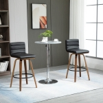 HOMCOM 28" Swivel Bar Set of 2 Height Bar Stools, Armless Upholstered Barstools Chairs with Soft Padding Seat and Wood Legs, Black, Coffee