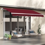 Outsunny 12' x 10' Retractable Awning Fabric Replacement Outdoor Sunshade Canopy Awning Cover, UV Protection, Wine Red