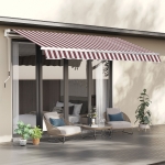 Outsunny 12' x 10' Retractable Awning Fabric Replacement Outdoor Sunshade Canopy Awning Cover, UV Protection, Red & White