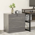 Vinsetto 2-Drawer File Cabinet with Lock, Vertical Storage Filing Cabinet with Hanging Bar for A4 Size, Home Office, Grey