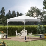Outsunny 10' x 10' Pop Up Gazebo, Foldable Canopy Tent with Carrying Bag with Wheels, 4 Leg Weight Bags and 3-Level Adjustable Height for Outdoor Garden Patio Party, White