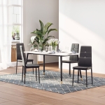 HOMCOM Set of 4 Modern Style Dining Chairs, Button Tufted High Back Side Chairs with Upholstered Seat, Steel Legs for Living Room, Kitchen, Study, Bedroom, Black