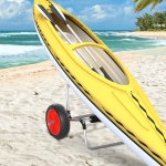 Soozier 198LBS Kayak Cart Boat Canoe Carrier Tote Dolly Trolley Transport Trailer NO-Flat Wheel Silver(c-3)