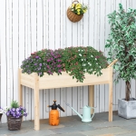 Outsunny 46'' x 24'' Raised Garden Bed, Elevated Wood Planter Box with Non-Woven Fabric for Vegetable, Flower, Herb in Patio, Backyard, Balcony