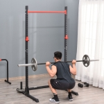 Soozier Adjustable Barbell Power Rack Squat Stand Strength Training Fitness Pull Up Weight Cage Home Gym Black